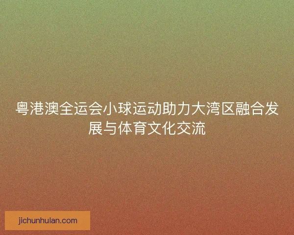 粤港澳全运会小球运动助力大湾区融合发展与体育文化交流